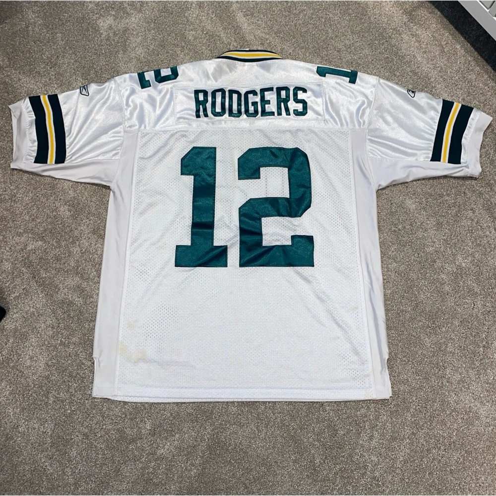 Aaron Rodgers Green Bay Packers Jersey #12 Onfield Reebok Size 54 White